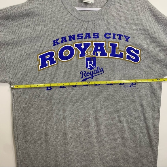 Vintage 90s MLB Baseball Kansas City Royals Men’s Size XL Grey Waffleknit Shirt - Picture 7 of 8
